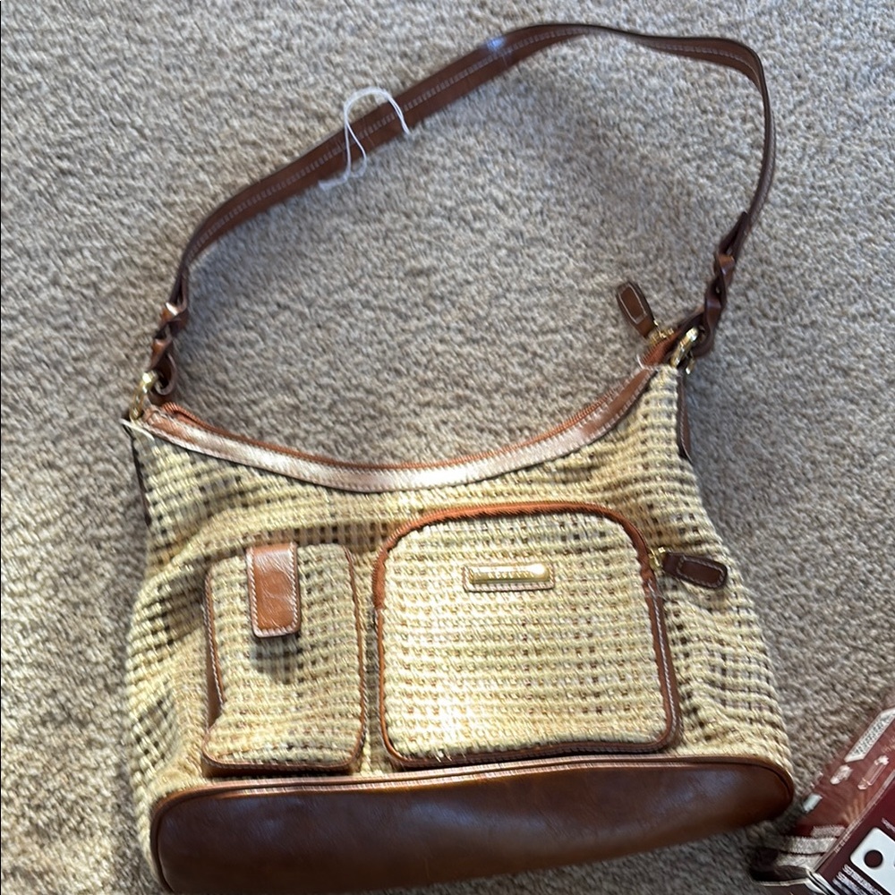 Rosetti Brown and Tan Shoulder Bag with Slouchy Hobo Shape and Adjustable Strap
